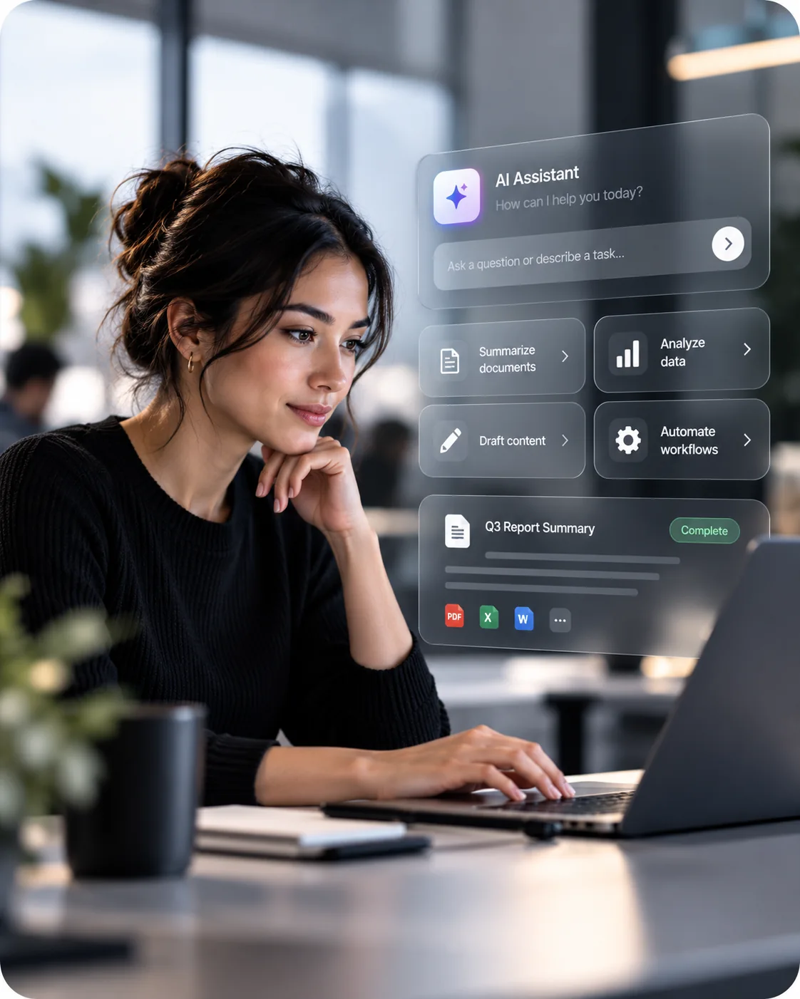 AI assistant in a modern workspace