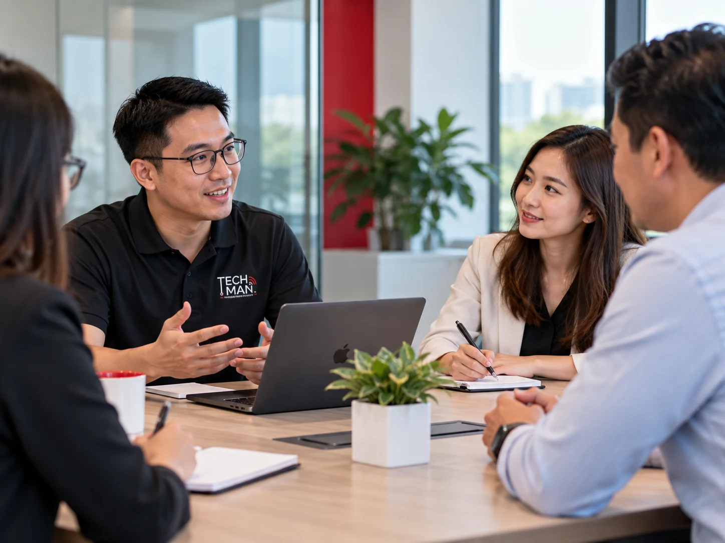Techman team listening and discussing customer needs