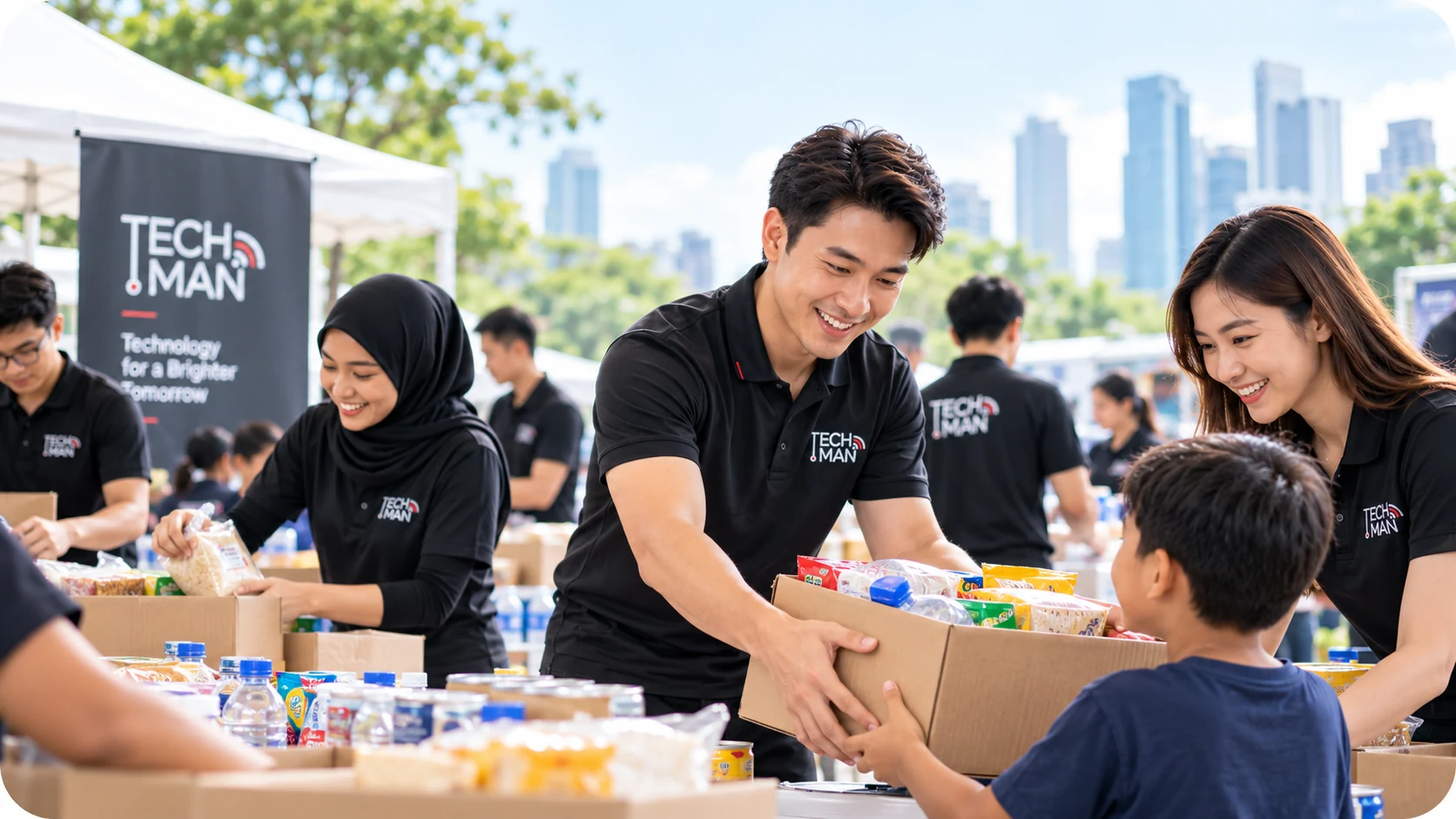 Techman community volunteers helping children and families through outreach