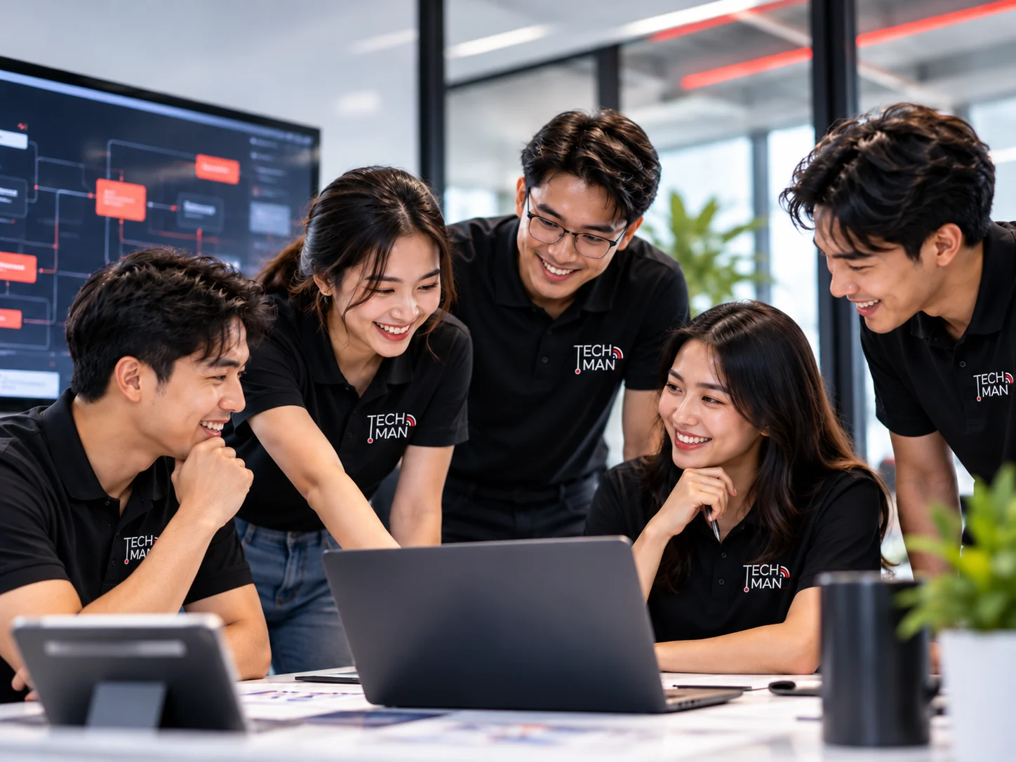 Colleagues learning to use a business application